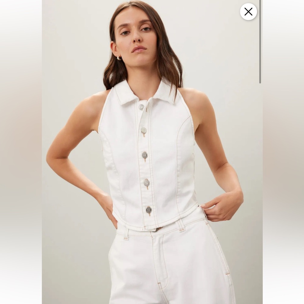 NWOT Hudson Jeans Women's White Denim Halter Vest